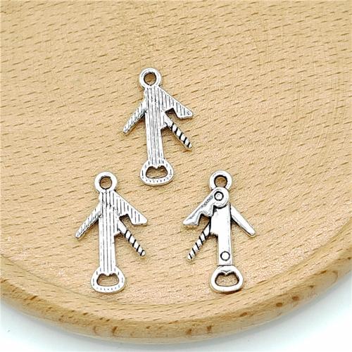 Sinc Alloy Pendants, Buidéal Opener, dath airgid antique plátáilte, DIY, 12x20mm, 100ríomhairí pearsanta/Mála, Díolta De réir Mála