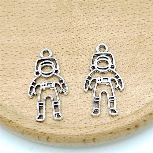 Zinc Alloy Pendler, Astronaut, antik sølv farve forgyldt, du kan DIY, 14x27mm, 100pc'er/Bag, Solgt af Bag