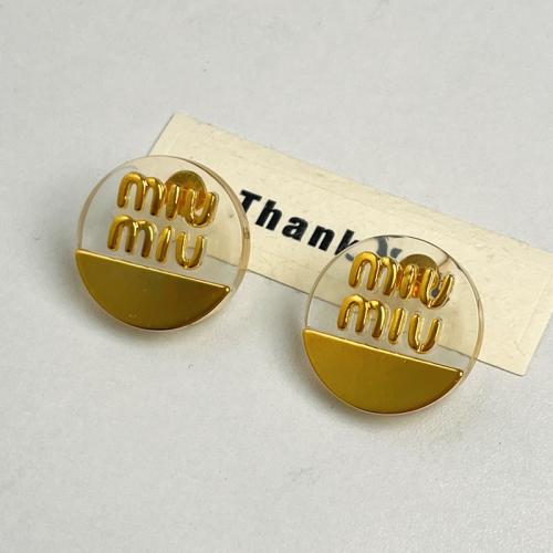 Acrylic Jewelry Earring with Zinc Alloy Round fashion jewelry & for woman golden 24mm Sold By Pair