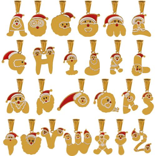 Stainless Steel Pendants 304 Stainless Steel 18K gold plated Christmas Design & DIY & enamel golden Sold By Bag