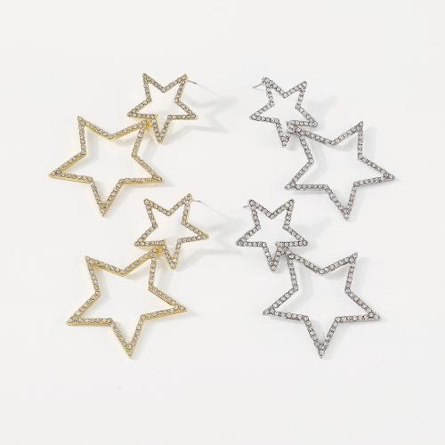 Zinc Alloy Drop Earrings Star fashion jewelry & for woman & with rhinestone Sold By Pair