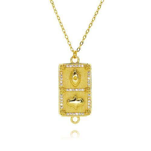 Collier en laiton cubique Zircon Micro Pave, Placage de couleur d'or, Forme différente pour le choix & bijoux de mode & pavé de micro zircon & pour femme, plus de couleurs à choisir, protéger l'environnement, sans nickel, plomb et cadmium, Longueur Environ 45 cm, Vendu par PC