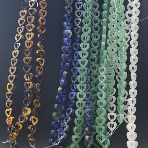 Gemstone smykker perler, Natursten, Heart, du kan DIY & forskellige materialer til valg & hule, flere farver til valg, 20pc'er/Strand, Solgt af Strand