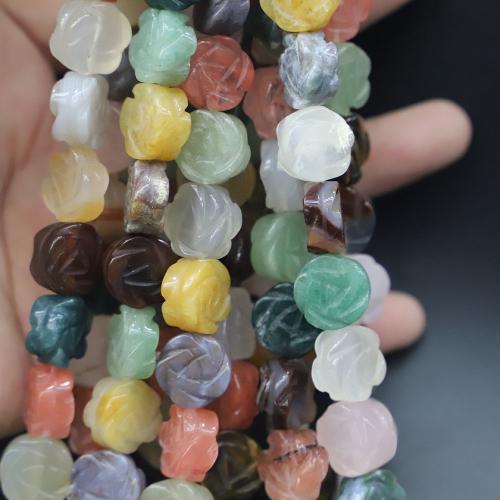 Gemstone Jewelry Beads Natural Stone Flower Carved DIY Sold By Strand