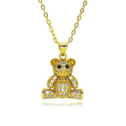 Cubic Zircon Micro Pave Brass Necklace Bear gold color plated fashion jewelry & micro pave cubic zirconia & for woman nickel lead & cadmium free Length Approx 45 cm Sold By PC