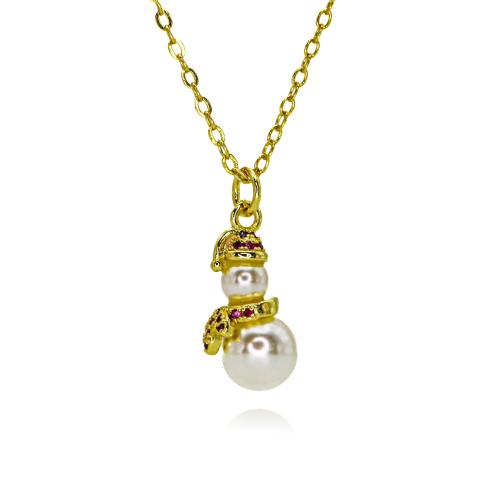 Collana in ottone di stesa Micro zircone cubico, with perla in plastica, placcato color oro, Forma diversa per scelta & gioielli di moda & Micro spianare cubic zirconia & per la donna, nessuno, assenza di nichel,piombo&cadmio, Lunghezza Appross. 45 cm, Venduto da PC