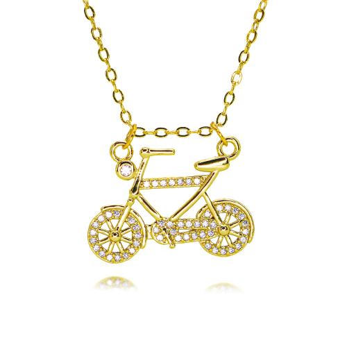 Collier en laiton cubique Zircon Micro Pave, Placage de couleur d'or, Forme différente pour le choix & bijoux de mode & pavé de micro zircon & pour femme, plus de couleurs à choisir, protéger l'environnement, sans nickel, plomb et cadmium, Longueur Environ 45 cm, Vendu par PC