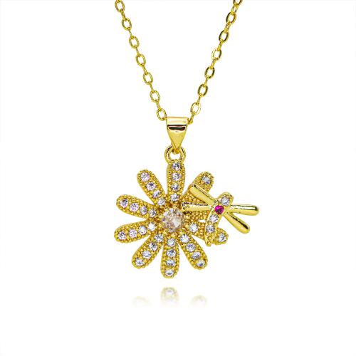 Cubic Zircon Micro Pave Brass Necklace gold color plated & fashion jewelry & micro pave cubic zirconia & for woman nickel lead & cadmium free Length Approx 45 cm Sold By PC