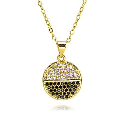 Cubic Zircon Micro Pave Brass Necklace gold color plated & fashion jewelry & micro pave cubic zirconia & for woman nickel lead & cadmium free Length Approx 45 cm Sold By PC