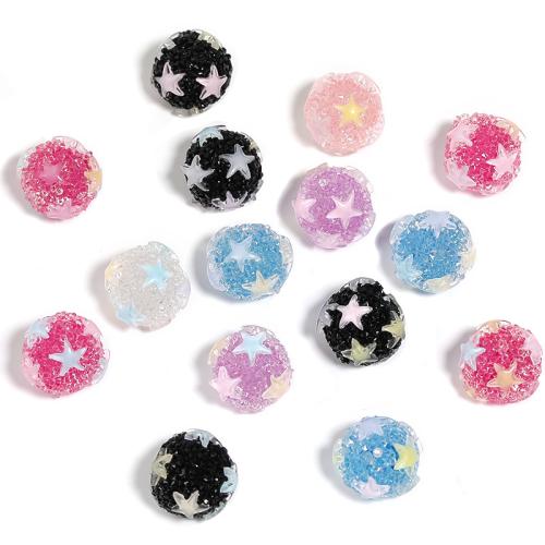 Acrylic Jewelry Beads Round DIY & with rhinestone mixed colors 18mm Sold By Bag