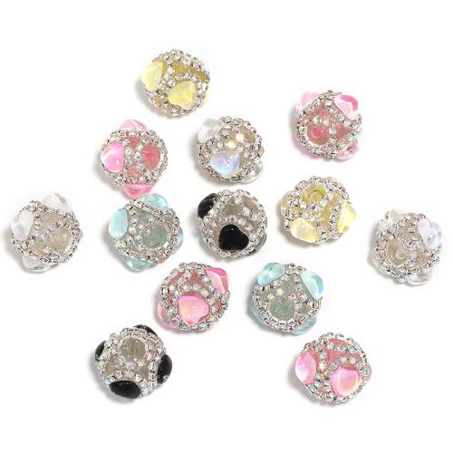 Acrylic Jewelry Beads DIY & with rhinestone mixed colors Sold By Bag