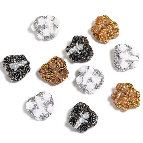 Resin Jewelry Beads DIY & with rhinestone mixed colors Sold By Bag