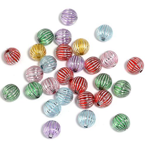 Acryl Schmuck Perlen, rund, silberfarben plattiert, DIY, gemischte Farben, 14mm, ca. 320PCs/Tasche, verkauft von Tasche