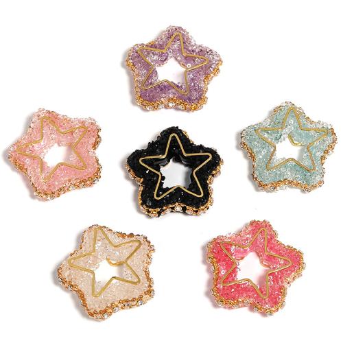 Acrylic Jewelry Beads Star DIY & with rhinestone mixed colors 31mm Sold By Bag