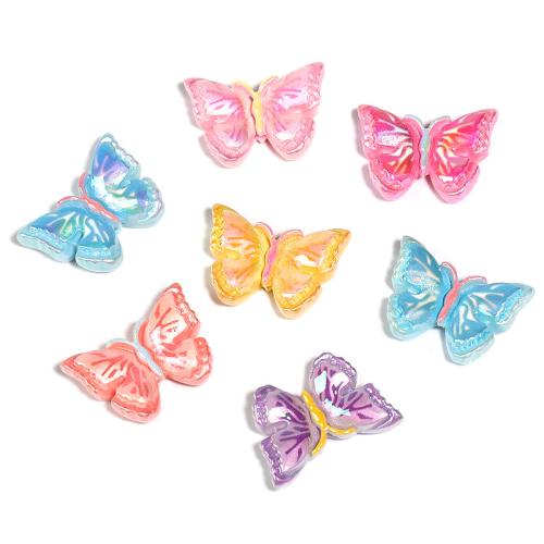 Acryl Schmuck Perlen, Schmetterling, DIY, gemischte Farben, 15x23mm, 50PCs/Tasche, verkauft von Tasche