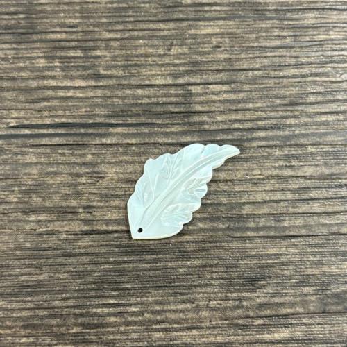 White Lip Shell Hanger, Blad, DIY, wit, 16x28mm, Verkocht door PC