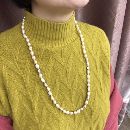 Természetes Édesvízi gyöngy nyaklánc, divat ékszerek, fehér, Necklace length 70-75cm, Által értékesített PC