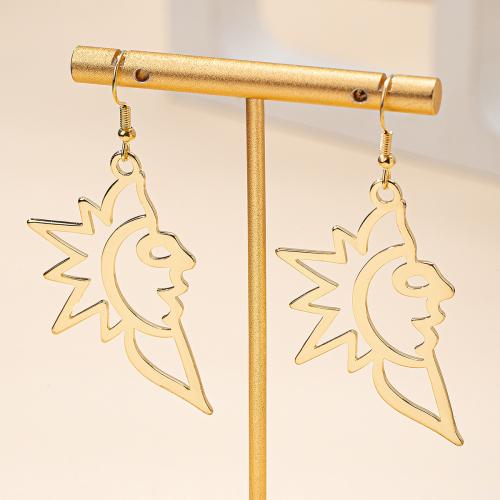 Ijzeren oorbellen, Ijzer, plated, voor vrouw, goud, Verkocht door pair