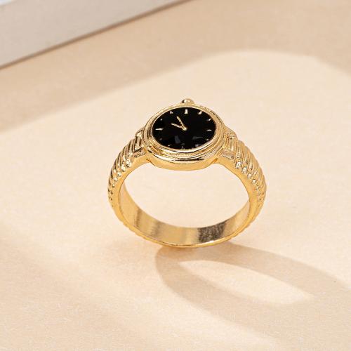 Zinc Alloy fingerring, Watch, forgyldt, for kvinde & emalje, flere farver til valg, Solgt af PC