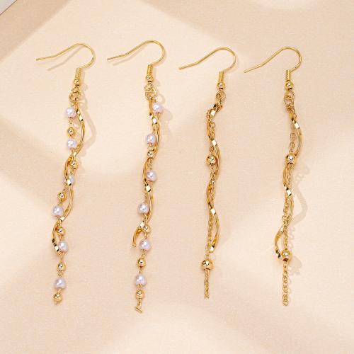 Iron Earring with Plastic Pearl plated & for woman gold Sold By Pair