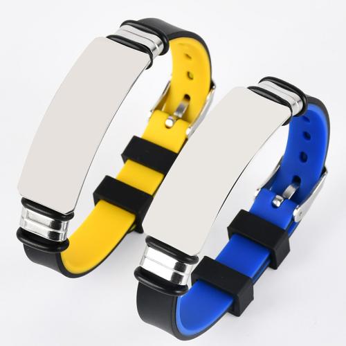 Braccialetti in silicone, 304 acciaio inox, with silicone, placcato, unisex, nessuno, Lunghezza Appross. 21.5 cm, Venduto da PC