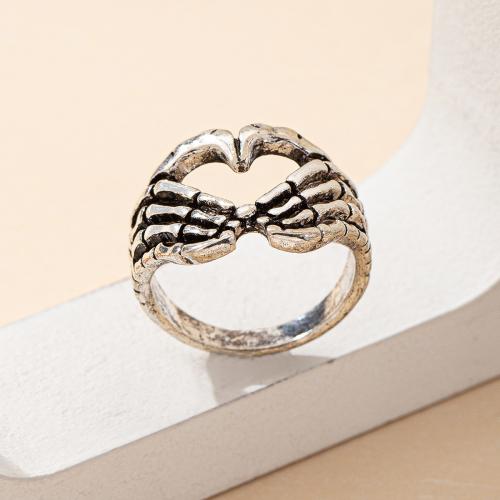 Zinklegering ringen, Zinc Alloy, plated, voor vrouw, zilver, Verkocht door PC