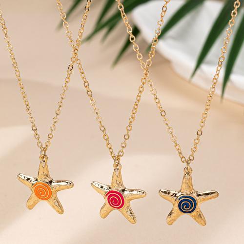 Zinc Alloy Jewelry Necklace Starfish plated for woman & enamel Sold By PC