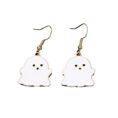 Zinc Alloy Drop Earrings plated for woman & enamel white Sold By Pair