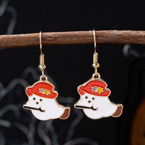 Zinc Alloy Drop Earrings plated for woman & enamel gold Sold By Pair