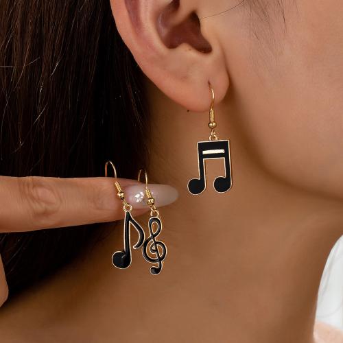 Iron Earring Zinc Alloy Music Note plated three pieces & for woman & enamel Sold By Set