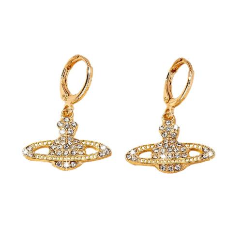 Zinc Alloy Huggie Hoop Drop Earring plated & micro pave cubic zirconia & for woman gold Sold By Pair