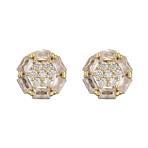 Cilindrata Zircone Orecchini in ottone micro pavimenta, placcato, formato differente per scelta & stili diversi per la scelta & Micro spianare cubic zirconia & per la donna, oro, Venduto da coppia