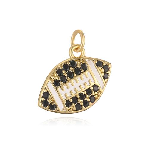 Cubic Zirconia Micro Pave Brass Pendant with Plastic Pearl plated DIY & micro pave cubic zirconia & enamel gold Sold By PC