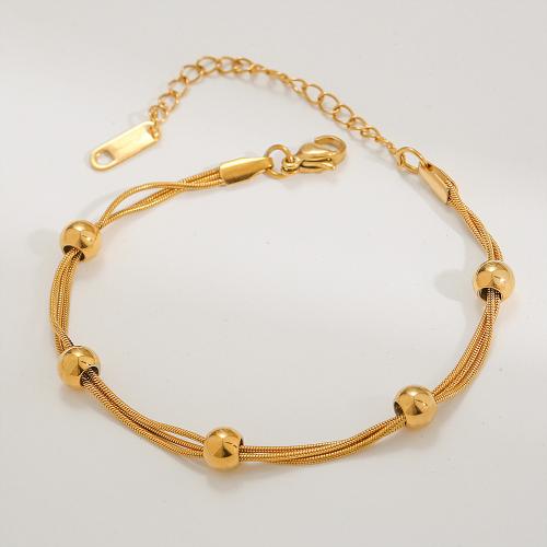 Partículas de acero Pulsera, con 2inch extender cadena, chapado en color dorado, Joyería & multicapa & para mujer, longitud aproximado 7 Inch, Vendido por UD