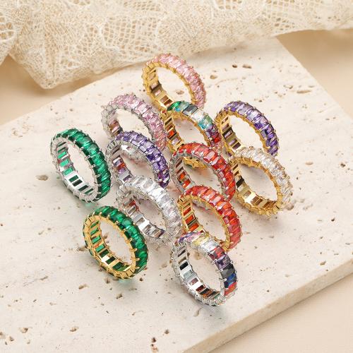 Acier titane bague, Motif géométrique, normes différentes pour le choix & pour femme & avec strass, plus de couleurs à choisir, Taille:6-10, Vendu par PC