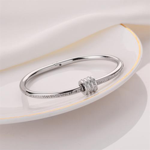 Titanium Steel  Earring fashion jewelry & for woman & with rhinestone Inner Approx 60mm Sold By PC