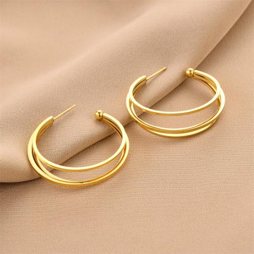 Titanium Steel  Earring fashion jewelry & for woman golden 50mm Sold By Pair