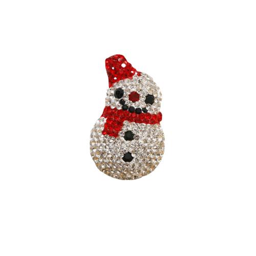 Gypsum Earring Drop Component Snowman Christmas Design & DIY & with rhinestone 25mm Sold By PC