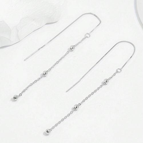 925 Sterling Silver Thread Through Earrings fashion jewelry & for woman Sold By Pair