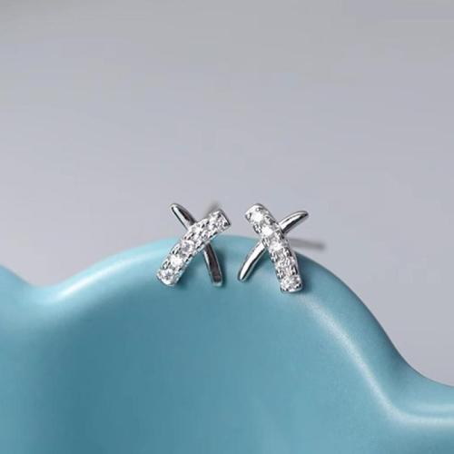 Cubic Zirconia micro pavimenta Sterling Silver Earring, 925 sterline d'argento, gioielli di moda & Micro spianare cubic zirconia & per la donna, 5x6mm, Venduto da coppia