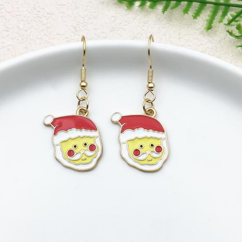 Zinc Alloy Drop Earring Santa Claus Christmas Design & fashion jewelry & for woman & enamel Sold By Pair