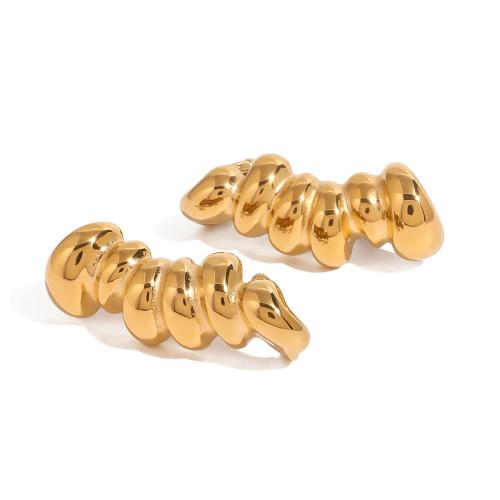 Stainless Steel Stud Earrings 304 Stainless Steel 18K gold plated fashion jewelry & for woman golden Sold By Pair