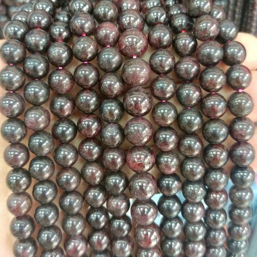 Prirodni Garnet perle, Granat, Krug, uglađen, možete DIY & različite veličine za izbor, crna i crvena, Prodano Per Približno 38 cm Strand