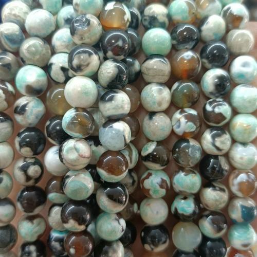 Agate Beads Fire Agate Round polished DIY mixed colors Sold Per Approx 38 cm Strand