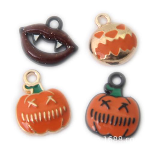 Zink legering emalje vedhæng, Zinc Alloy, guldfarve belagt, Halloween Design & Anden figur til valg & du kan DIY, flere farver til valg, nikkel, bly & cadmium fri, Ca. 100pc'er/Bag, Solgt af Bag