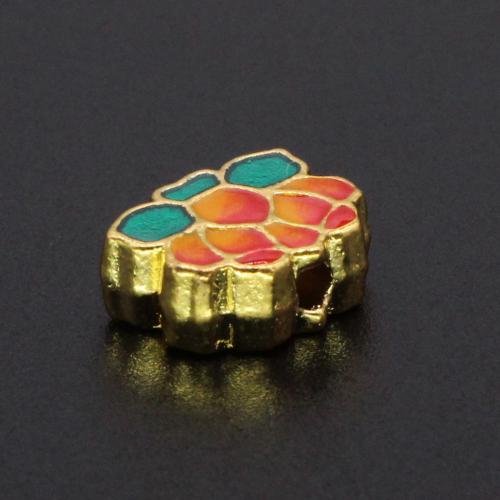 Imitatie cloisonné zink legering kralen, Zinc Alloy, Bloem, gold plated, DIY & glazuur, nikkel, lood en cadmium vrij, 12.03x9.32mm, Gat:Ca 2mm, Verkocht door PC