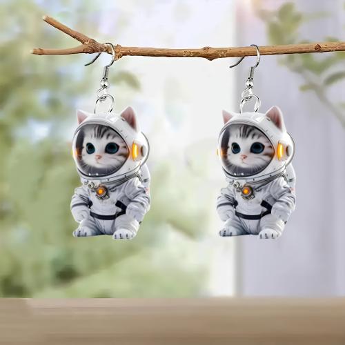 Acrylic Drop Earring Cat cute & for woman Sold By Pair