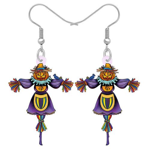 Acrylic Drop Earring Strawman printing Halloween Design & for woman Sold By Pair