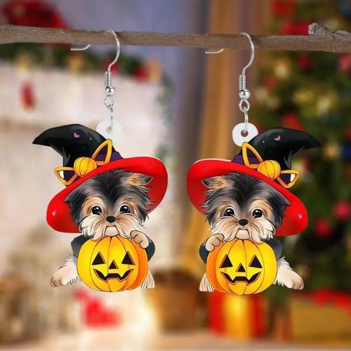 Acrylic Drop Earring Dog printing Halloween Design & cute & for woman Sold By Pair