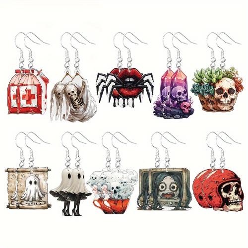 Acrylic Drop Earring printing Halloween Design & for woman Sold By Pair